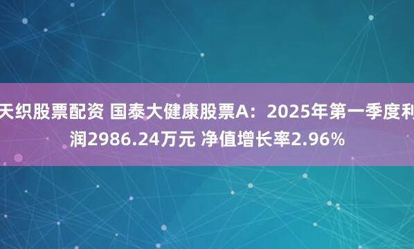 天织股票配资 国泰大健康股票A：2025年第一季度利润2986.24万元 净值增长率2.96%